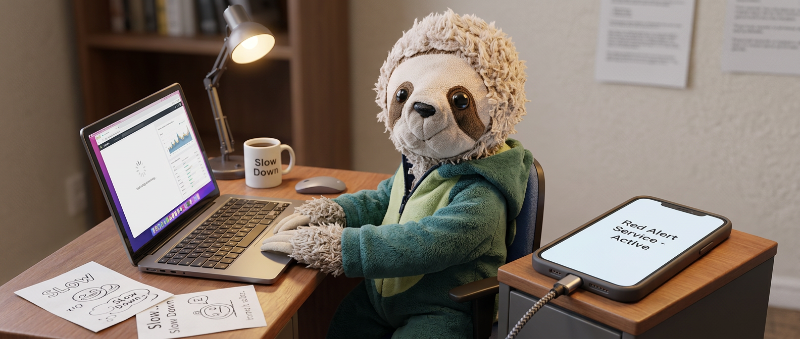 Corn at a desk with a laptop