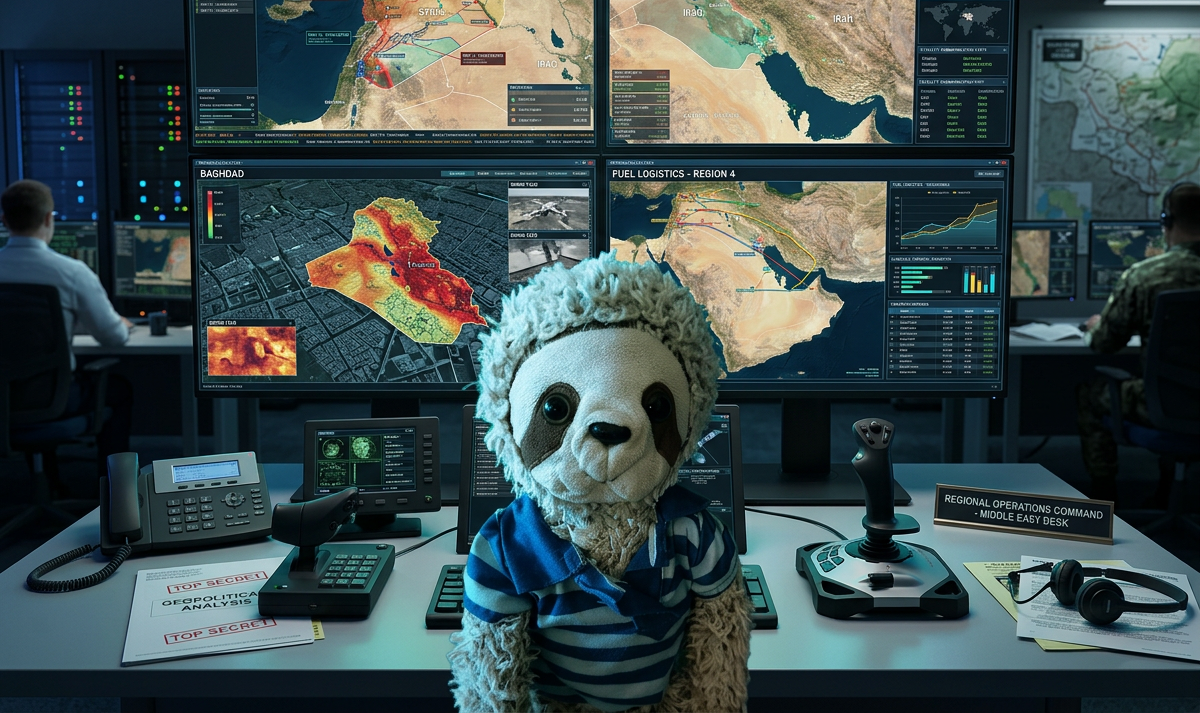 Corn at a command center with multiple monitors