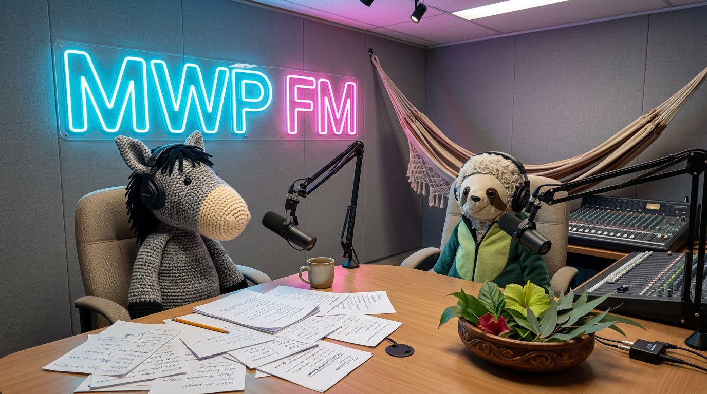 Herman and Corn at the MWP FM studio