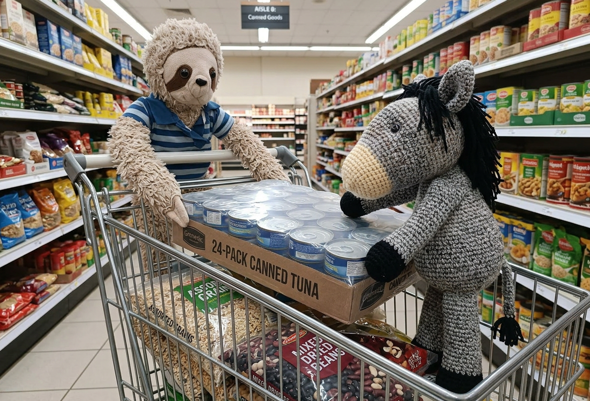 Corn and Herman on a grocery run
