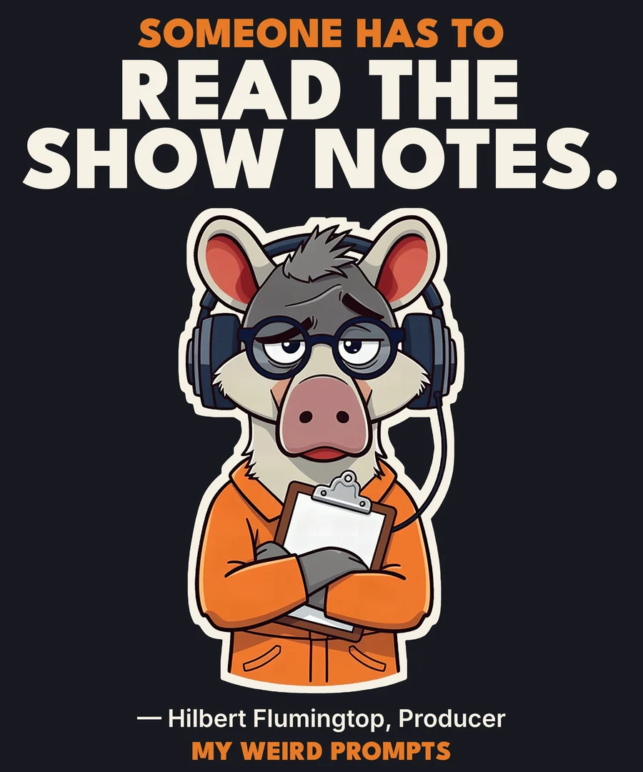 Someone Has to Read the Show Notes. design on a dark shirt